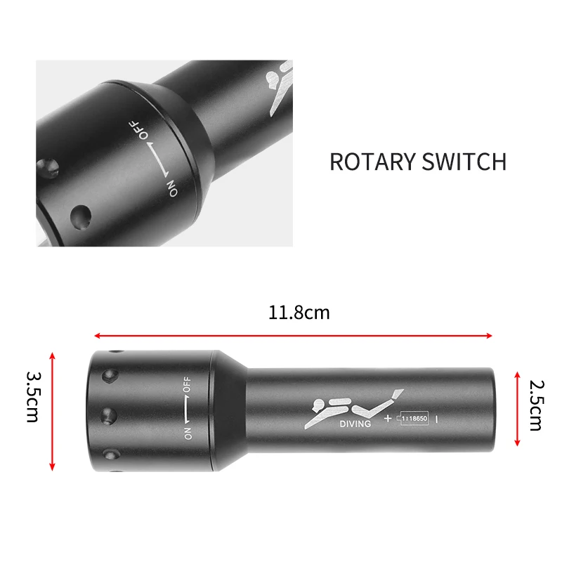 New T6 LED Diving Torch Long-R - Photography And Lighting 评论和价格