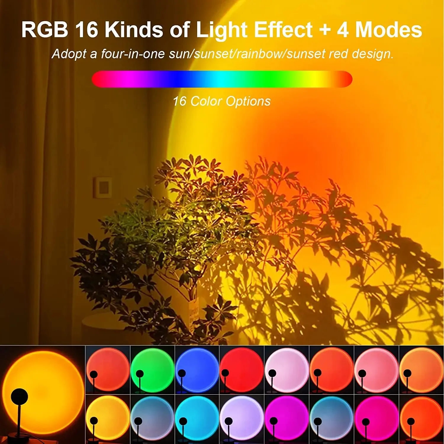 16 Color Sunset Lamp,RGB Mood  - Photography Lighting Mood 评论和价格